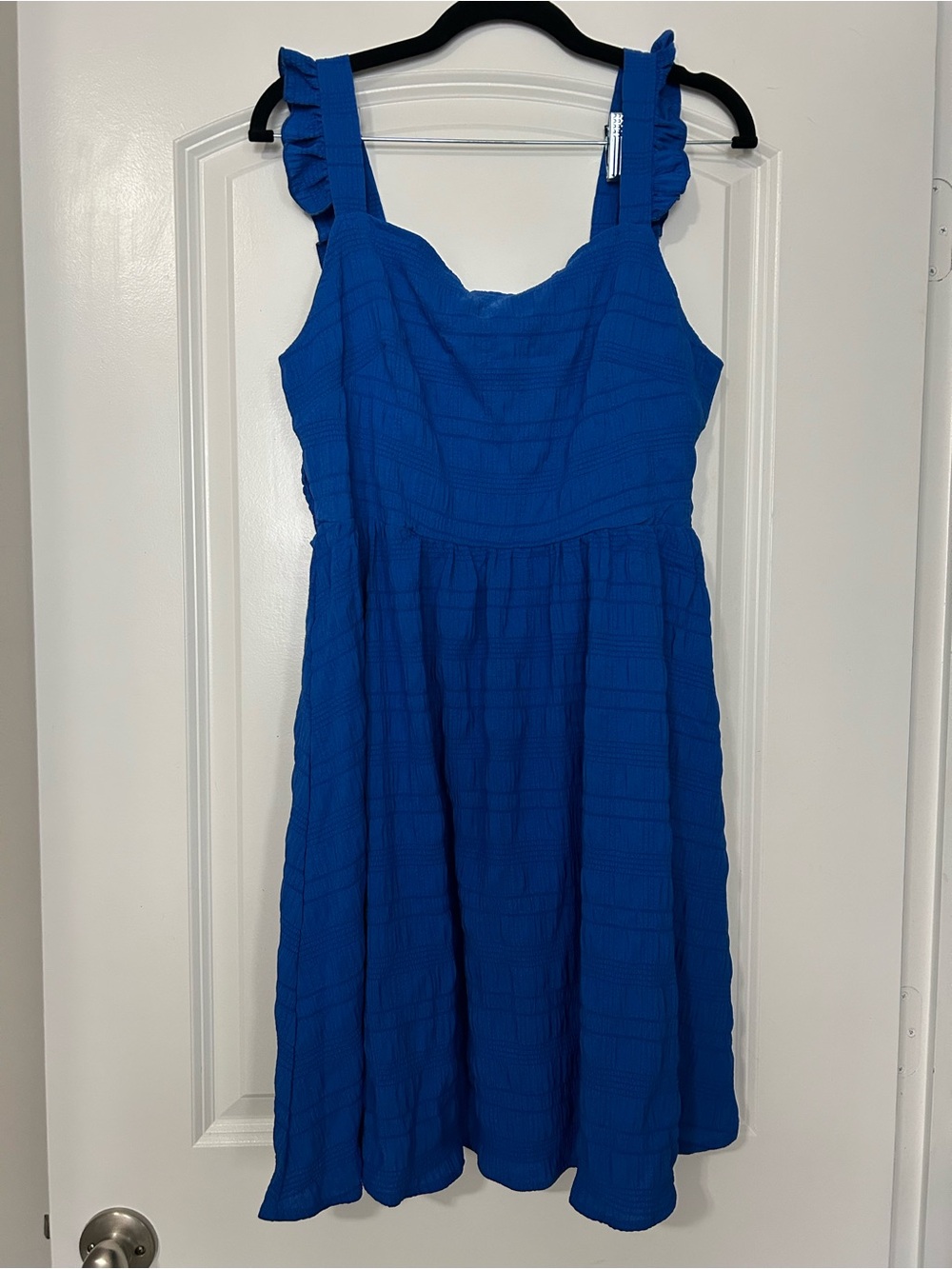 Royal Blue Ruffled Strap Midi Dress